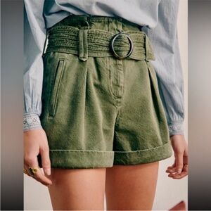 Sezane Green Jean Shorts